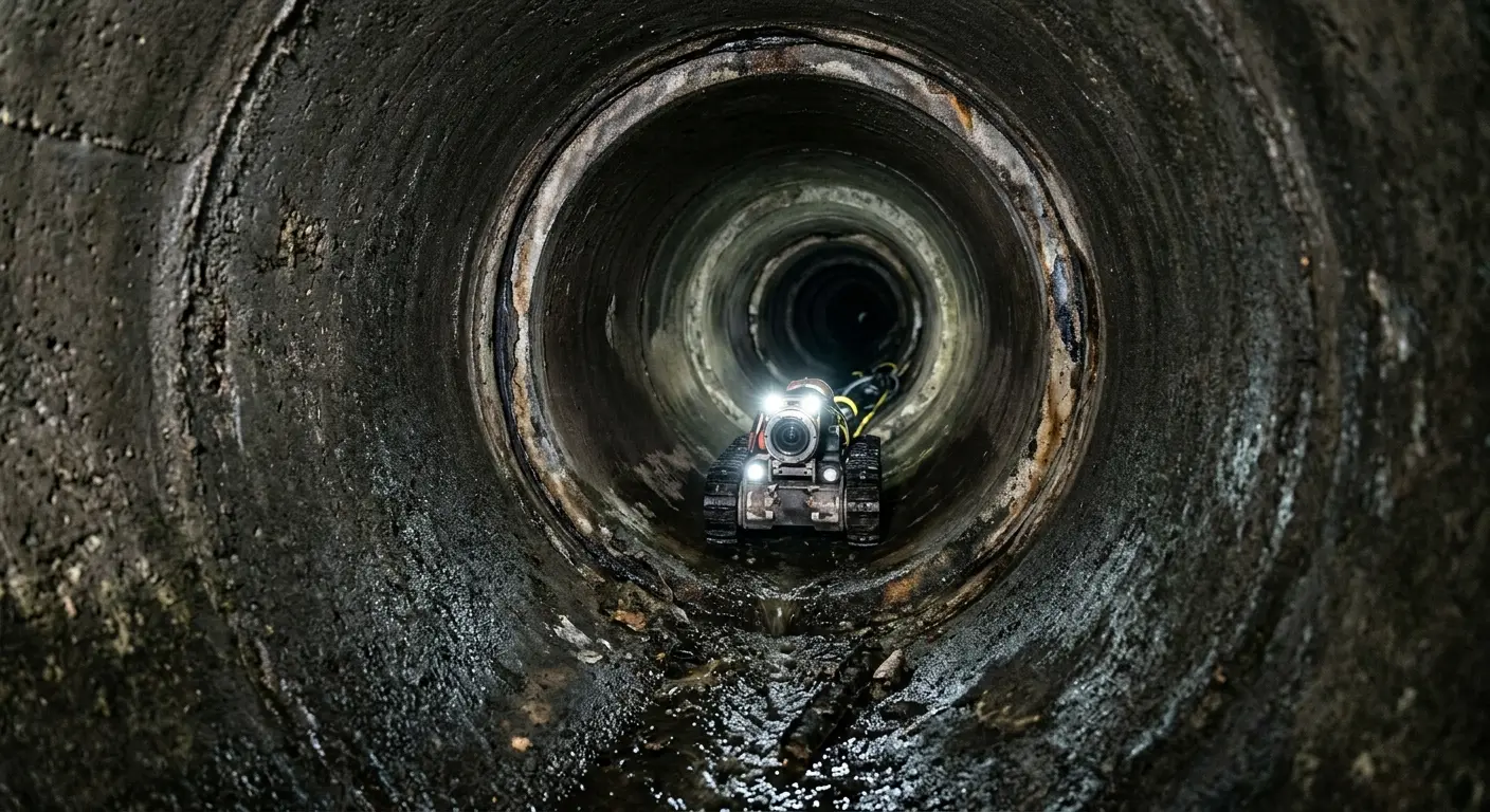 Robotic sewer camera inspecting pipe interior for Sewer Line Repair in Eagle Pass